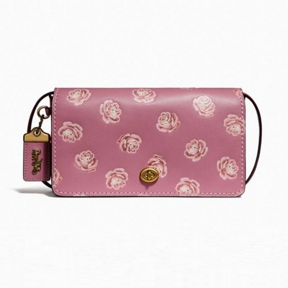 COACH Dinky Bag With Rose Print Pink